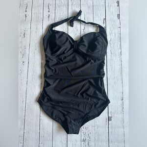 Glow & Grow Maternity One Piece Black Halter Swimsuit Womens M